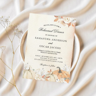 Rustic Autumn Pumpkins & Flowers Invitation