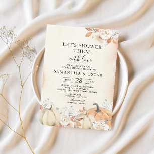 Rustic Autumn Pumpkins & Flowers  Invitation