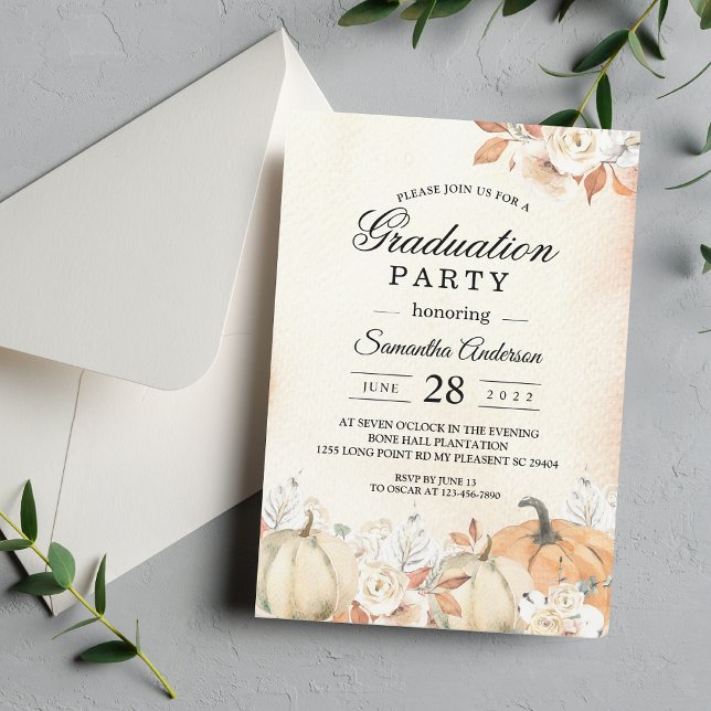 Rustic Autumn Pumpkins & Flowers  Invitation (Creator Uploaded)