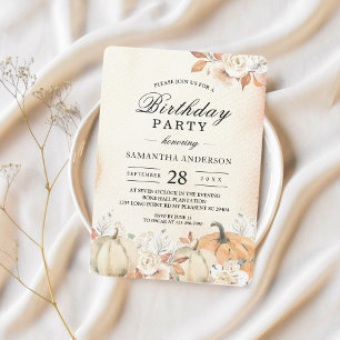 Rustic Autumn Pumpkins & Flowers  Invitation