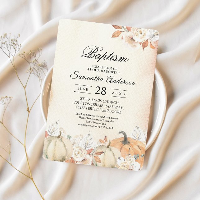 Rustic Autumn Pumpkins & Flowers  Invitation (Creator Uploaded)