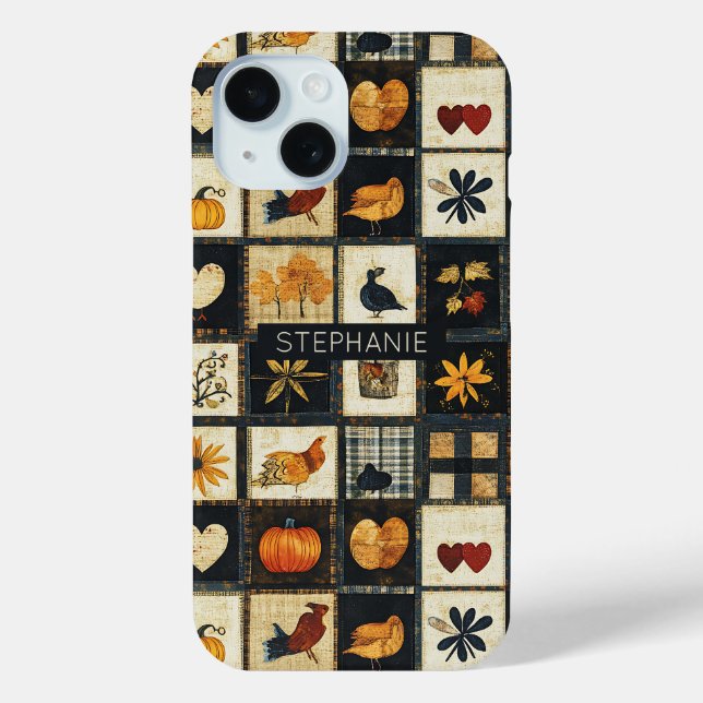 Rustic Autumn Quilt Pattern | Farmhouse Patchwork Case-Mate iPhone Case (Back)