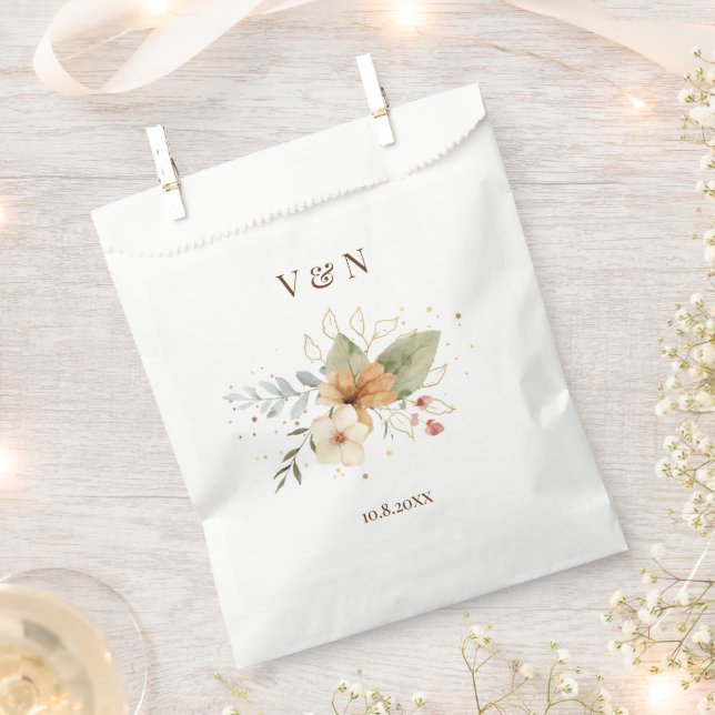 Rustic Autumn Roses Botanical Favour Bags (Clipped)