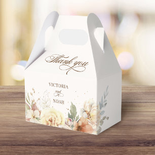Rustic Autumn Roses Botanical Script Favour Box