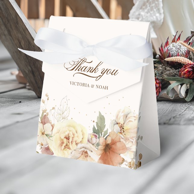 Rustic Autumn Roses Botanical Script Favour Box (Creator Uploaded)