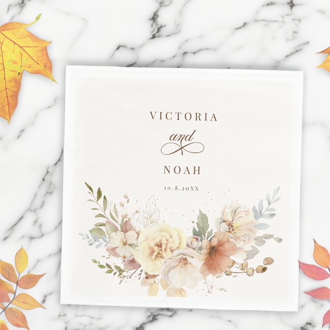 Rustic Autumn Roses Watercolor Botanical  Napkin (Creator Uploaded)