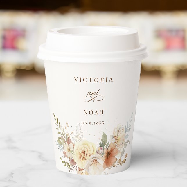 Rustic Autumn Roses Watercolor Botanical  Paper Cups (Creator Uploaded)