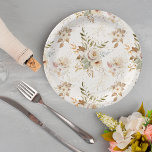 Rustic Autumn Roses Watercolor Botanical  Paper Plate<br><div class="desc">The romance of an Autumn wedding is captured in this elegant seamless repeating pattern featuring watercolor roses and greenery in warm Fall colours of terracotta,  ivory,  rust,  chestnut,  dusty blue and sage green with touches of gold sparkles.</div>