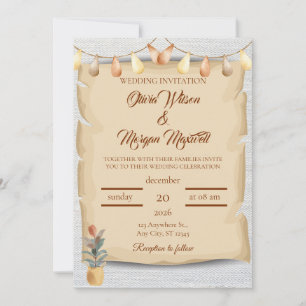 Rustic Autumn Scroll Wedding Invitation   Elegant 