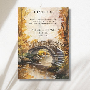 Rustic Autumn Stone Bridge River Fall Thank You Announcement