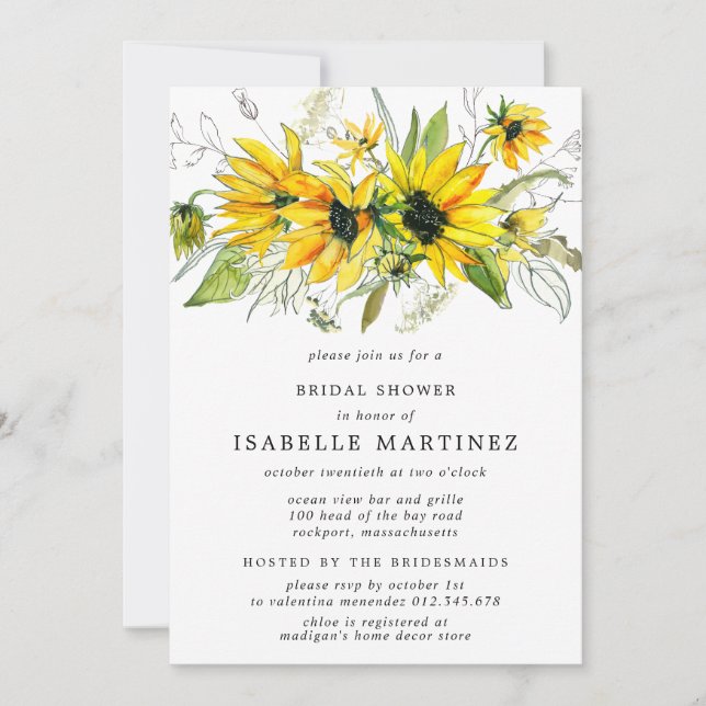 Rustic Autumn Sunflower Bridal Shower Invitation (Front)