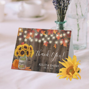 Rustic Autumn Sunflower Jar Fall Wedding Thank You