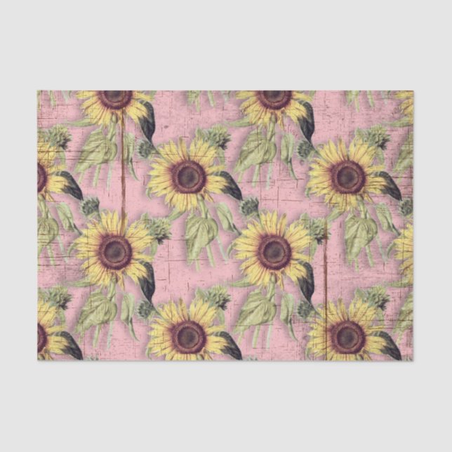 Rustic Autumn Sunflower Pattern Tissue Paper (Front)