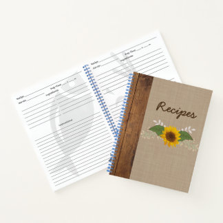 Rustic Autumn Sunflower Recipe Notebook
