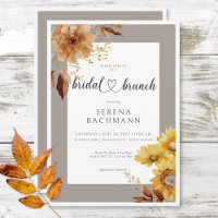 Rustic Autumn Sunflower Taupe White Bridal Brunch
