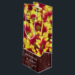 Rustic Autumn Sunflowers on Fence Wedding<br><div class="desc">Celebrate your special day with this floral-themed wedding wine bottle gift bag, which features a fall-blooming medley of vivid, two-tone mini sunflowers set on a weathered fence. Customise with the newlyweds' names and wedding date. A great keepsake for rustic and autumn wedding themes! Design © W.H. Sim. See more at...</div>