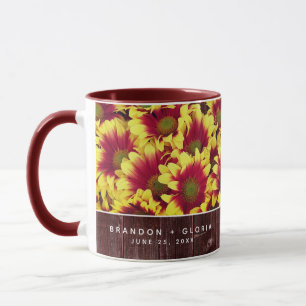 Rustic Autumn Sunflowers on Fence Wedding Mug