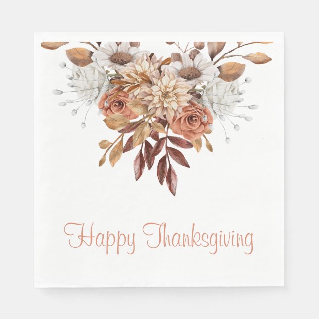 Rustic Autumn Terracotta Floral Thanksgiving  Invi Napkin (Front)