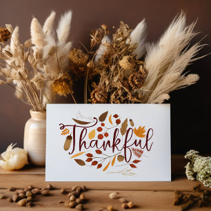 Rustic Autumn "Thankful" Fall Foliage Holiday Invitation
