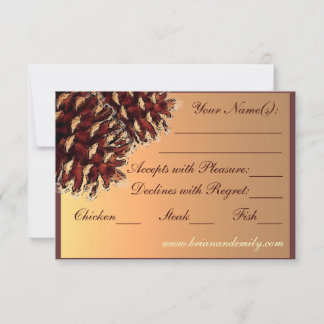 Rustic autumn theme pine cone RSVP cards