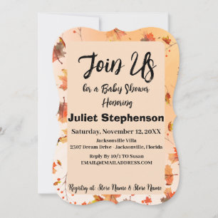 Rustic Autumn Themed Baby Shower Flat Invitation