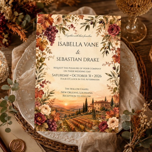 Rustic Autumn Vineyard Wedding  Invitation (Creator Uploaded)