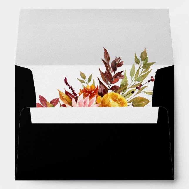 Rustic Autumn Watercolor Floral Foliage Envelope (Back (Bottom))