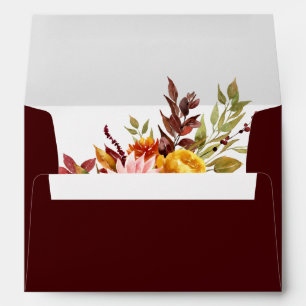 Rustic Autumn Watercolor Floral Foliage Envelope