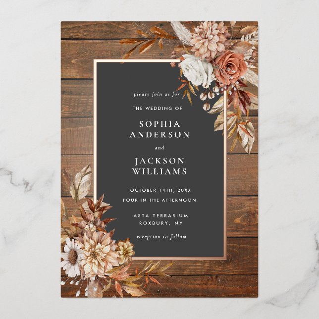 Rustic Autumn Watercolor Floral Wedding (Front)