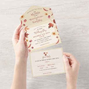 Rustic Autumn Wedding  All In One Invitation
