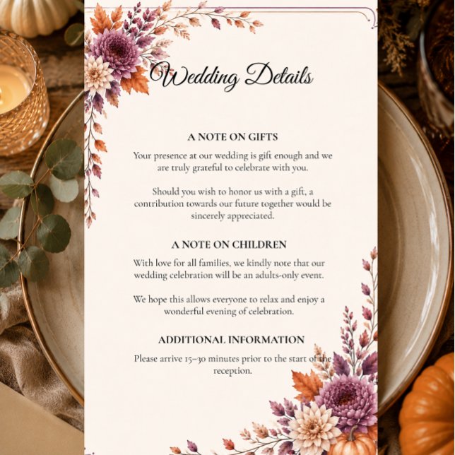 Rustic Autumn Wedding Enclosure Card (Creator Uploaded)
