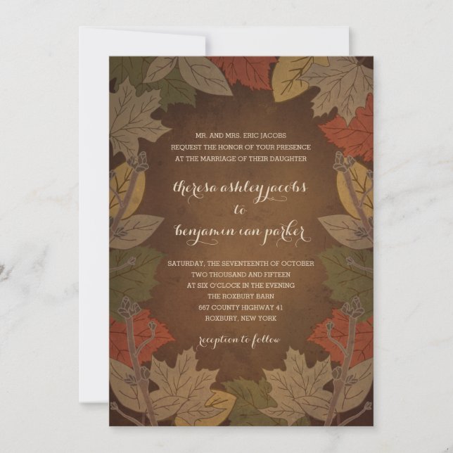 Rustic Autumn Wedding Invitations (Front)