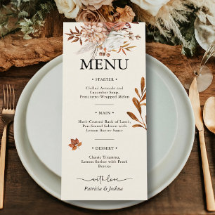 Rustic Autumn Wedding Menu Elegant Burnt Orange