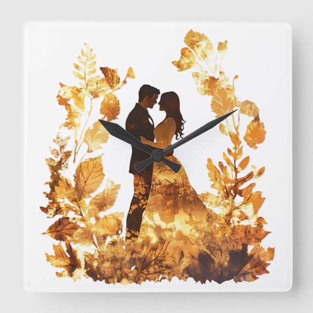 Rustic Autumn Wedding Wall Clock (Front)