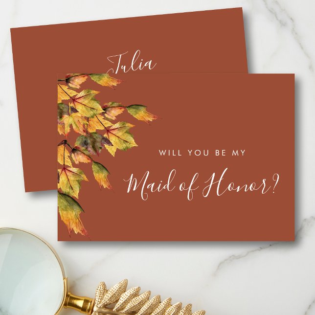 Rustic Autumn Wedding Will You Be My Maid of Honou Invitation (Creator Uploaded)