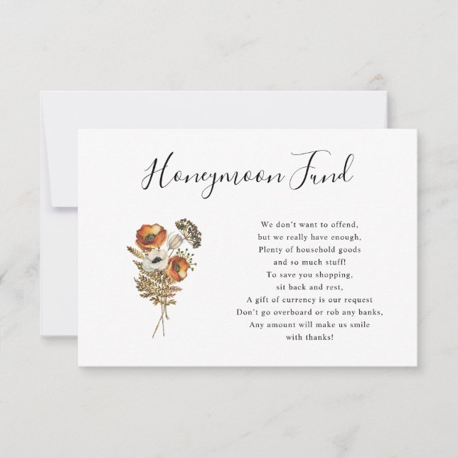 Rustic Autumn Wildflower Honeymoon Fund card (Front)