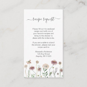 Rustic Autumn Wildflower recipe request Enclosure  Card