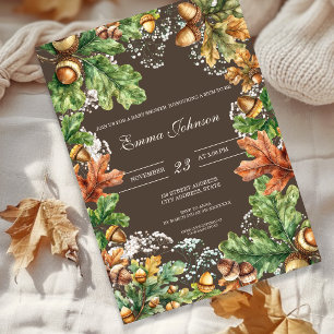 Rustic Autumn Woodland Baby Shower Invitation