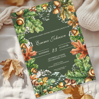 Rustic Autumn Woodland Baby Shower Invitation