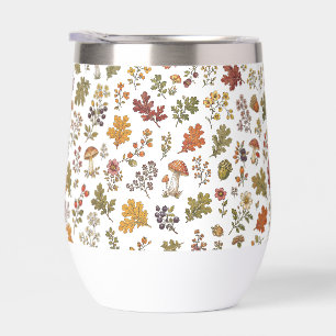 Rustic Autumn Woodland Leaves Mushroom Pattern