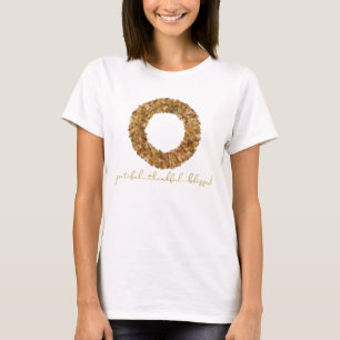 Rustic Autumn Wreath Thankful Grateful Blessed T-Shirt
