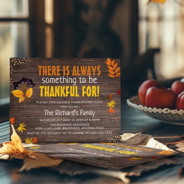 Rustic Autumnal Thanksgiving Dinner Invitation (Creator Uploaded)