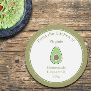 Rustic Avocado & Guacamole Kraft Label Sticker