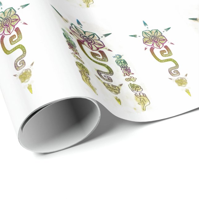Rustic AZTEC Tribal Folk Art Wrapping Paper (Roll Corner)