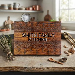 Rustic Aztec Tribal wood Custom Family Kitchen  Cutting Board