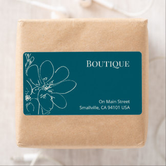 Rustic Azure Floral Small Business Shipping Label