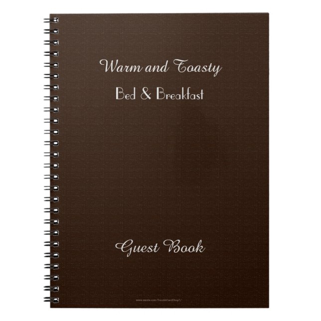 Rustic B&B Guest Book, Faux Dark Brown Burlap Notebook (Front)