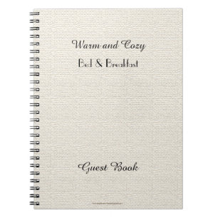 Rustic B&B Guest Book, Faux White Burlap Spiral Notebook