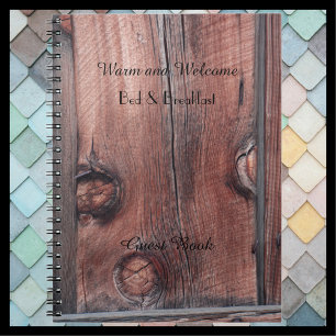 Rustic B&B Guest Book, Old Red Barn Wood Siding Spiral Notebook
