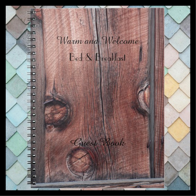 Rustic B&B Guest Book, Old Red Barn Wood Siding Spiral Notebook (Creator Uploaded)